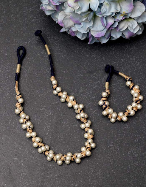 Handmade Pearl Necklace With Bracelet